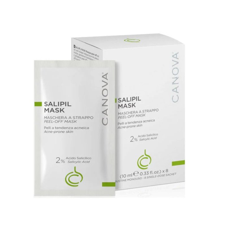 Salipil Mask Maschera Viso Peel-off Esfoliante Sebo-regolatrice per Pelli Miste e Acneiche 8 Bustine x 10ml - Canova