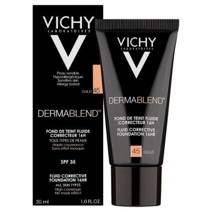 Dermablend Fondotinta Correttore Fluido Tonalità 45 Gold SPF 30 Tenuta 16h 30ml - Vichy