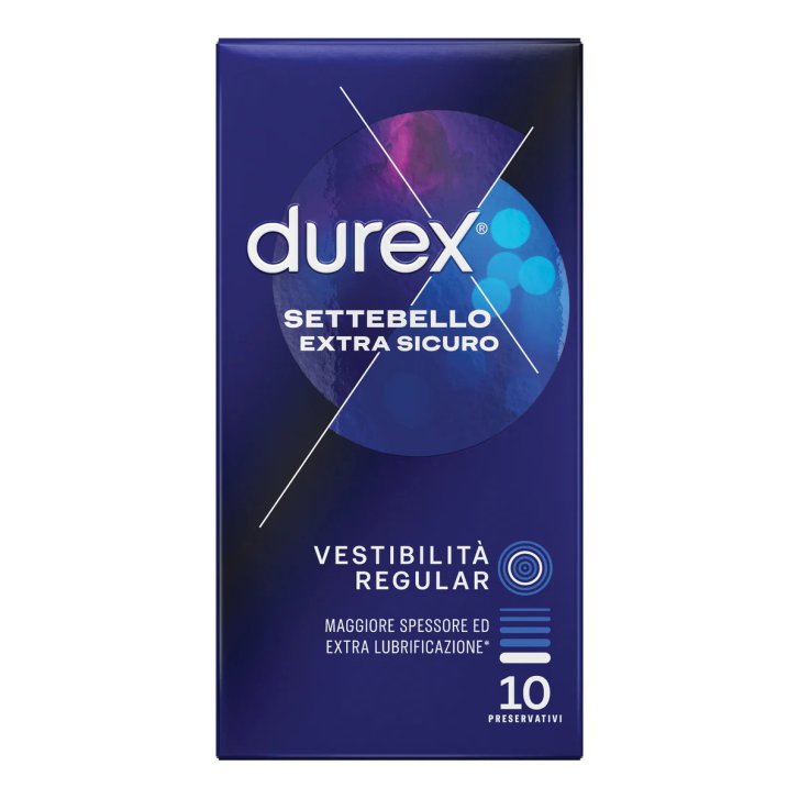 Durex Settebello Extra Sicuro Profilattici Regular Extra Lubrificati 10 Pezzi - Durex