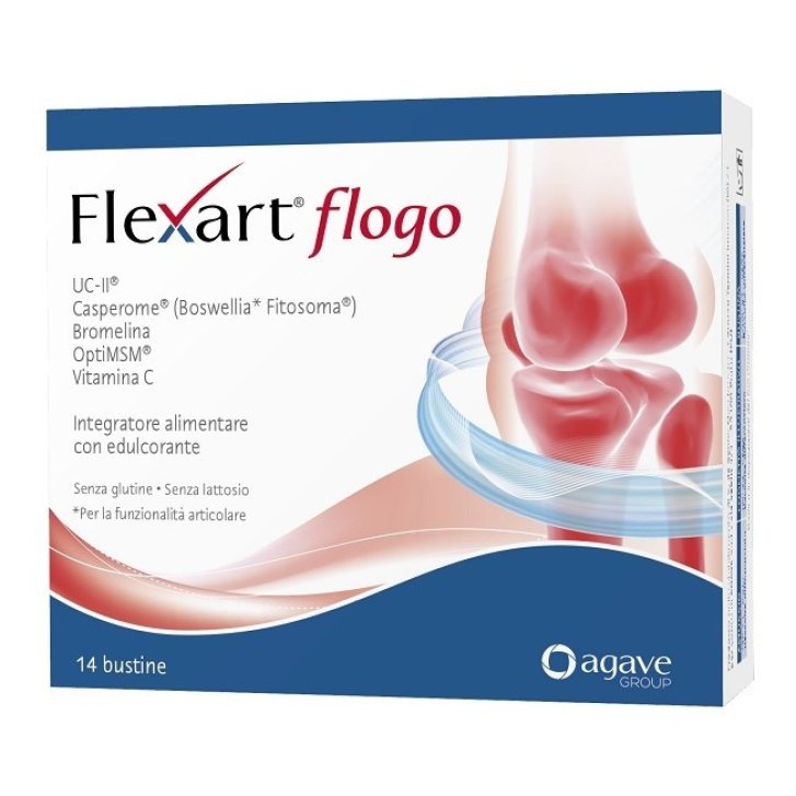 Flexart Flogo Integratore Articolazioni con UC-II Boswellia Bromelina OptiMSM e Vitamina C 14 Bustine - Agave