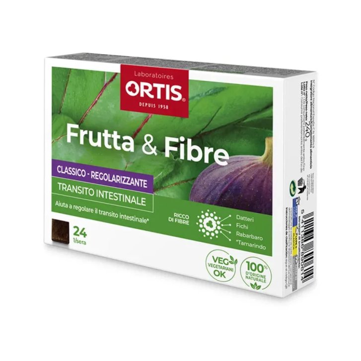 Frutta & Fibre Classico Integratore Transito Intestinale con Fico Rabarbaro e Tamarindo 24 Cubetti - Ortis