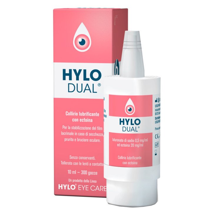 Hylo Dual Collirio Lubrificante per Occhi Secchi con Ialuronato di Sodio ed Ectoina Senza Conservanti 10ml - Ursapharm