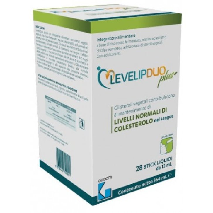 LevelipDuo Plus Integratore Colesterolo con Steroli Vegetali Riso Rosso Fermentato e Olea Europaea 28 Stick Liquidi - Laboratori Guidotti