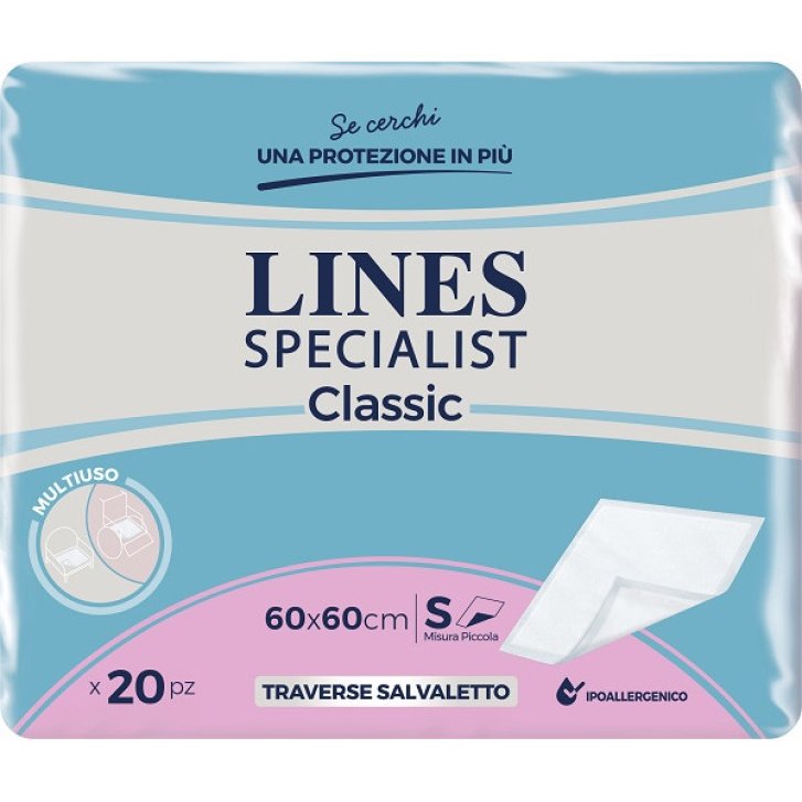 Lines Specialist Classic Traversa Salvaletto Ipoallergenica Multiuso 60x60 cm 20 Pezzi - Lines