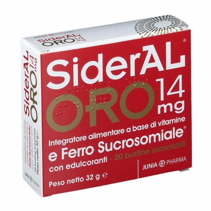 SiderAL ORO Integratore Ferro Sucrosomiale 14mg con Vitamina C e Vitamine Gruppo B 20 Bustine Orosolubili - Sideral