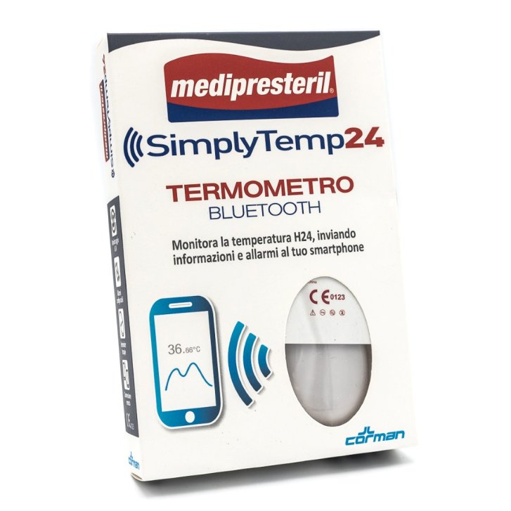 SimplyTemp24 Termometro Bluetooth Monitoraggio Continuo Temperatura Corporea con App Dedicata - Corman