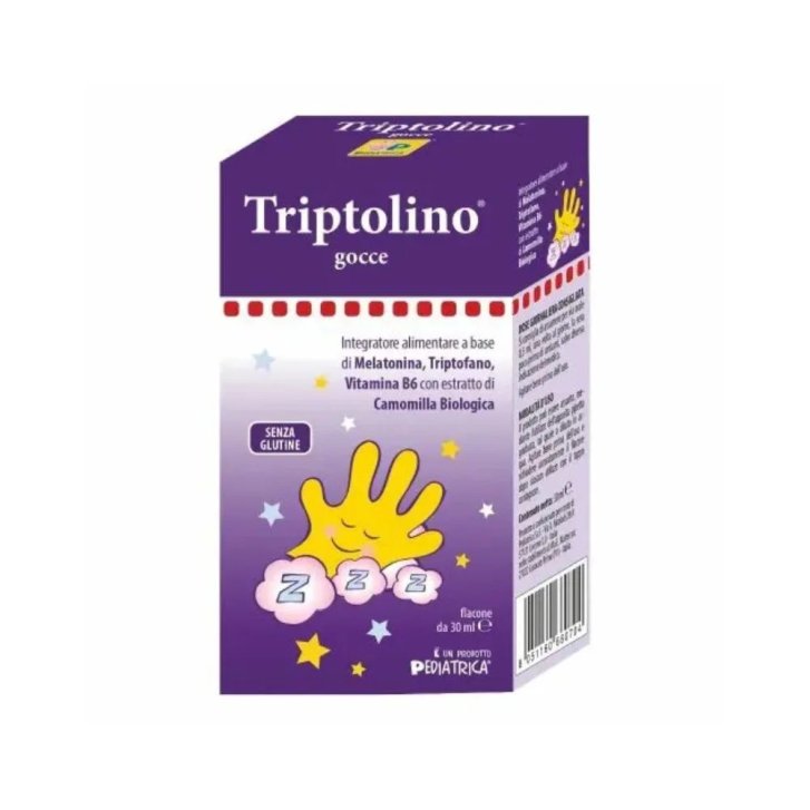 Triptolino Integratore Sonno Gocce con Melatonina Triptofano Vitamina B6 e Camomilla Biologica 30ml - Pediatrica