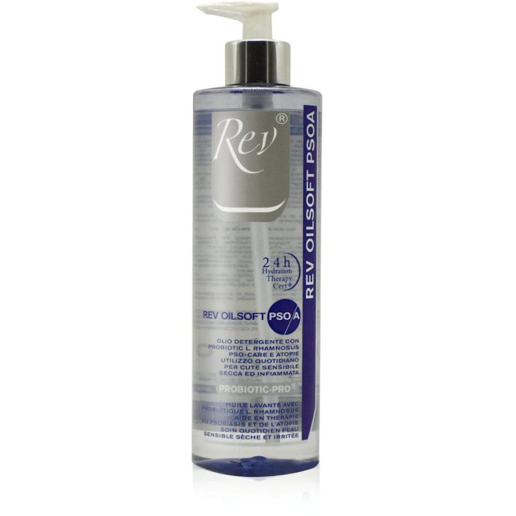 Rev Oilsoft PSOA Olio Detergente Struccante Viso e Corpo Pelli Sensibili con Vitamina B3 e Avocado 500ml - REV Pharmabio