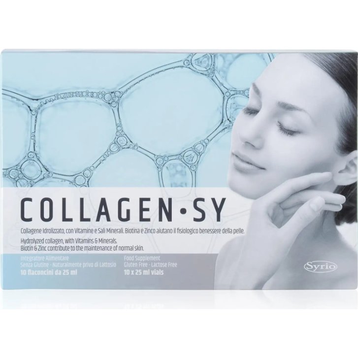 Collagen SY Integratore Collagene Bovino Idrolizzato con Vitamina B6 Biotina Zinco e Rame 10 Flaconcini da 25ml - Syrio