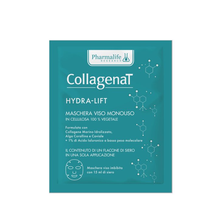 Collagenat Hydra Lift Maschera Viso Monouso Idratante con Collagene e Acido Ialuronico 15ml - Pharmalife Research