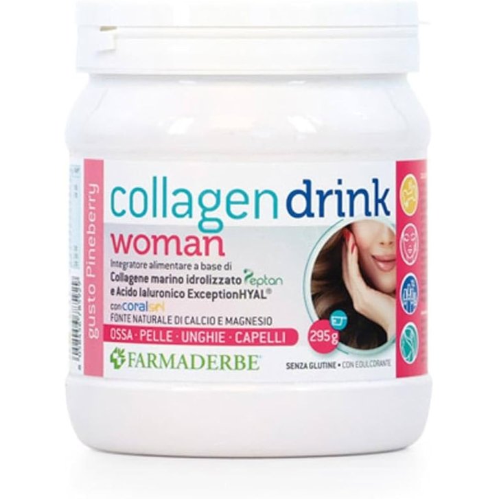 Collagen Drink Woman Integratore Collagene Marino con Acido Ialuronico per Pelle Unghie Capelli e Ossa 295g - Farmaderbe