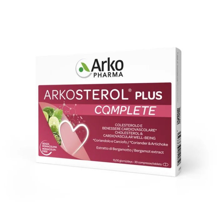 Arkosterol Plus Complete Integratore Colesterolo con Bergamotto Carciofo e Vitamina E 30 Compresse - Arkofarm