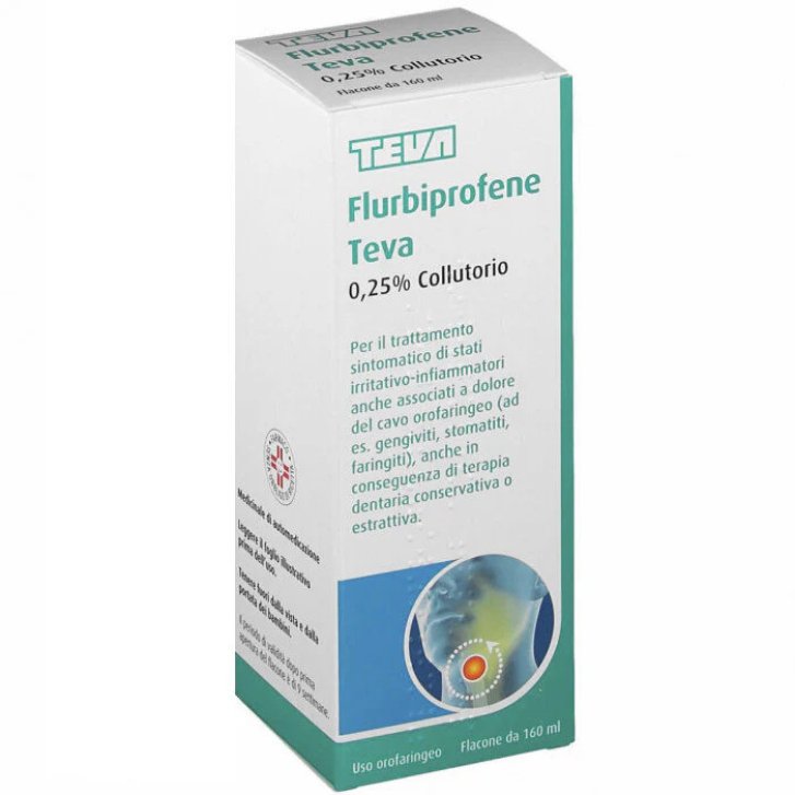 Flurbiprofene Collutorio Antinfiammatorio FANS per Bocca e Gola 160 ml - Teva