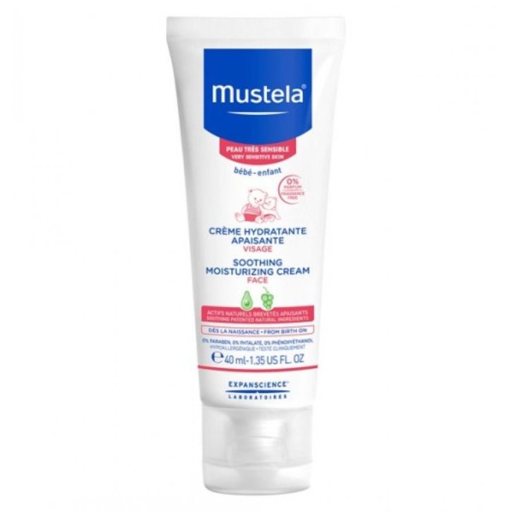 Mustela Crema Viso Idratante Lenitiva per Neonati e Bambini Pelle Ipersensibile Senza Profumo 40ml - Mustela