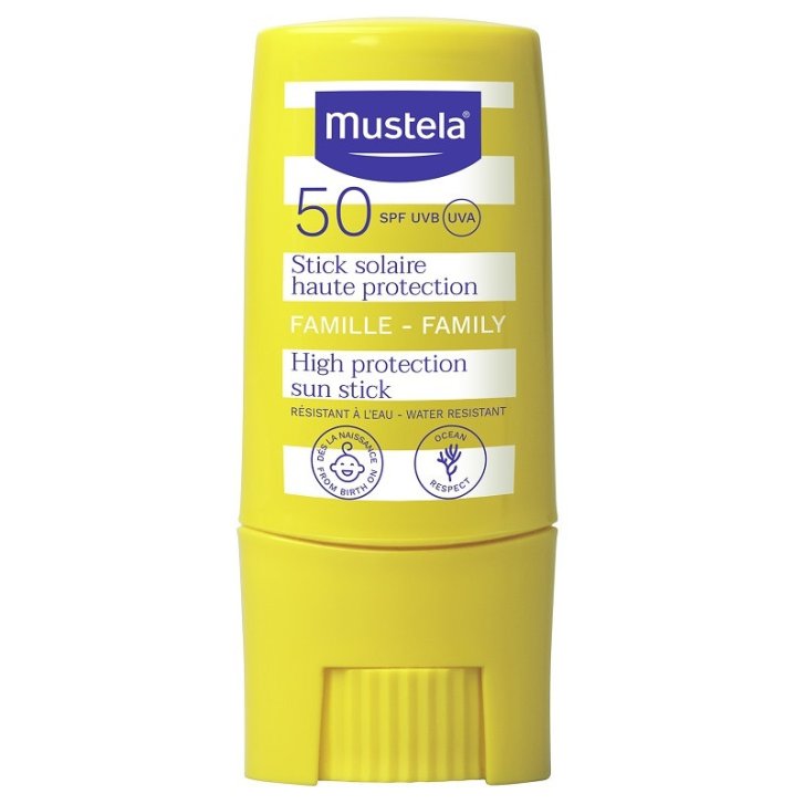 Mustela Stick Solare SPF50+ Protezione Alta UVA UVB per Neonati e Bambini Resistente all\'Acqua 9ml - Mustela