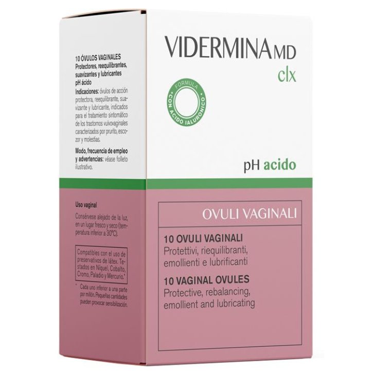 Vidermina CLX Ovuli Vaginali Lubrificanti e Idratanti Dispositivo Medico 10 Pezzi - Vidermina