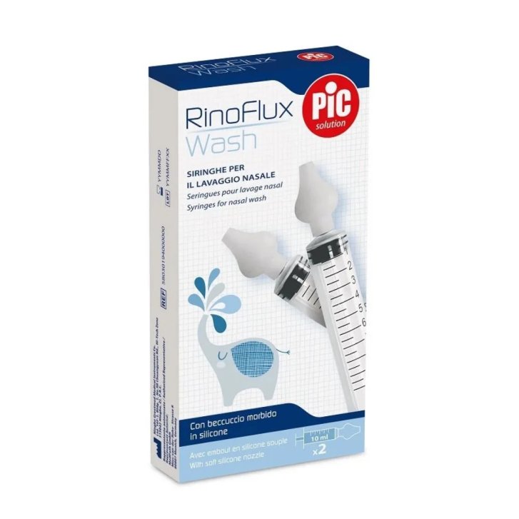 RinoFlux Wash Siringhe per Lavaggio Nasale Bambini con Beccuccio in Silicone 2 Pezzi - PIC