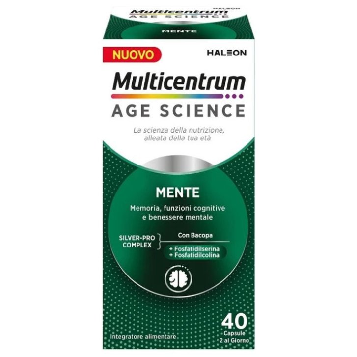 Multicentrum Age Science Mente Integratore per Memoria e Funzioni Cognitive con Bacopa e Vitamine B 40 Capsule - Multicentrum
