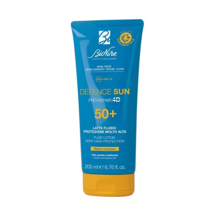 Defence Sun Latte Solare Fluido SPF 50+ per Pelli Sensibili 200 ml - Bionike