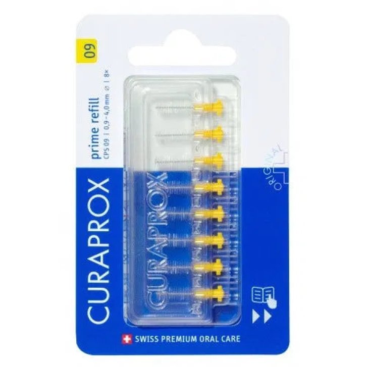 Curaprox CPS 09 Prime Scovolino Interdentale Refill Giallo 0.9mm 8 Pezzi - Curaprox