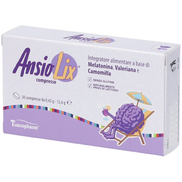 Ansiolix Integratore Sonno e Rilassamento con Melatonina Valeriana e Camomilla 30 Compresse - Tuscopharm