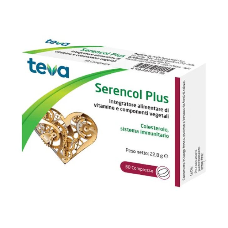 Serencol Plus Integratore Colesterolo con Monacolina K Cassia Nomame e Vitamine del Gruppo B 30 Compresse - Teva Serencol Plus Integratore Colesterolo con Monacolina K Cassia Nomame e Vitamine del Gruppo B 30 Compresse - Teva