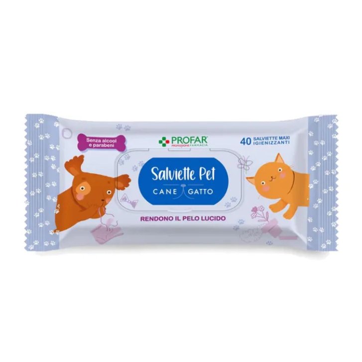 Profar Salviette Igienizzanti per Cani e Gatti con Clorexidina Senza Risciacquo 40 Salviette Maxi - PROFAR
