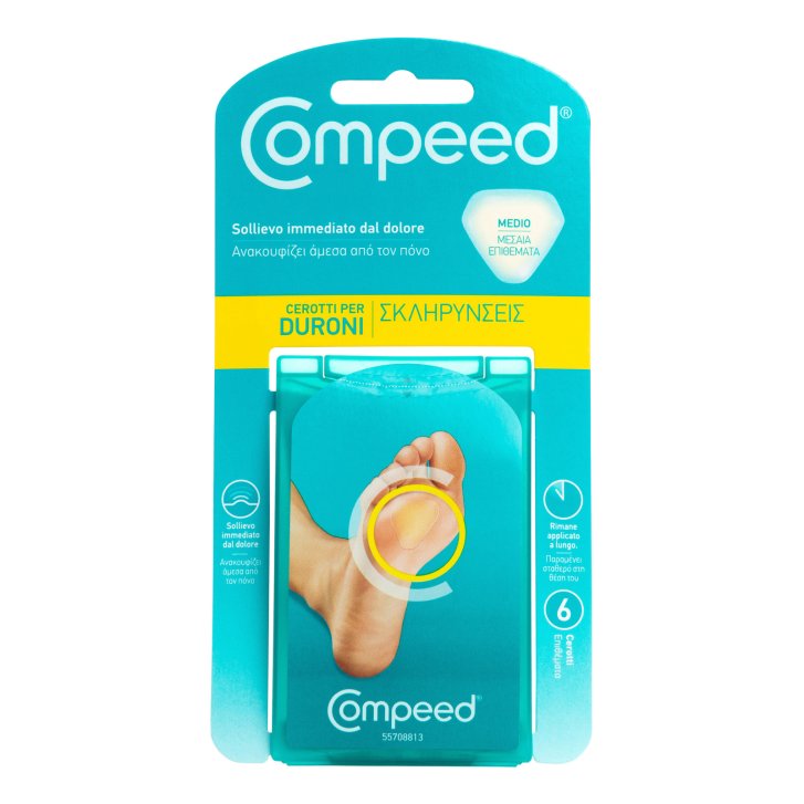 Compeed Cerotti per Duroni Medio Dispositivo Medico Idrocolloide 6 Pezzi - Compeed