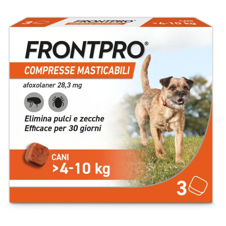 FRONTPRO 3 compresse masticabili 28,3 mg per cani da 4 a 10 kg