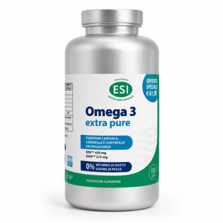 Omega 3 Extra Pure Integratore con EPA DHA e Vitamina E 180 Perle - ESI Omega 3 Extra Pure Integratore con EPA DHA e Vitamina E 180 Perle - ESI