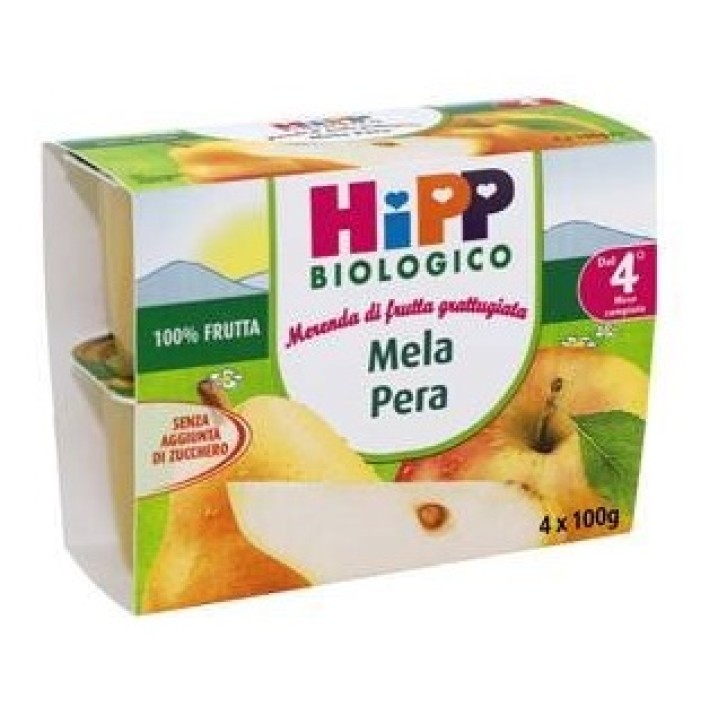 Hipp Biologico Frutta grattuggiata Mela e Pera 4x100g