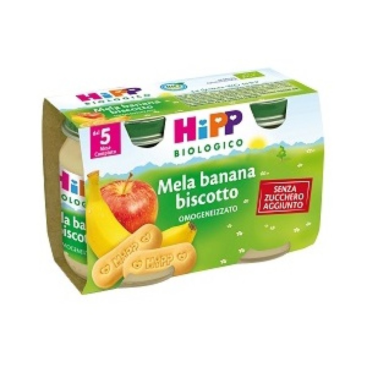 Hipp Bio Omogeneizzato Mela Banana e Biscotto 2 x 125 g