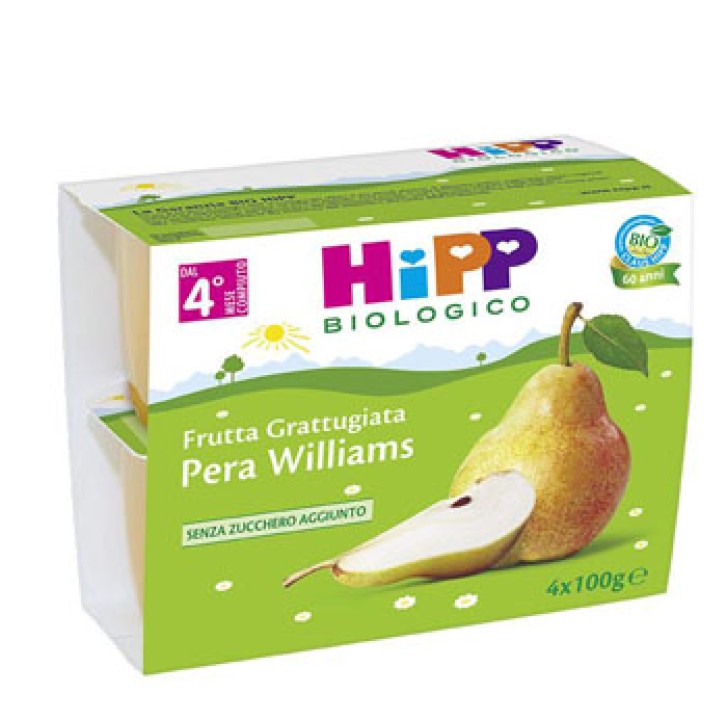 Hipp Biologico frutta grattuggiata Pera Williams 4x100 g