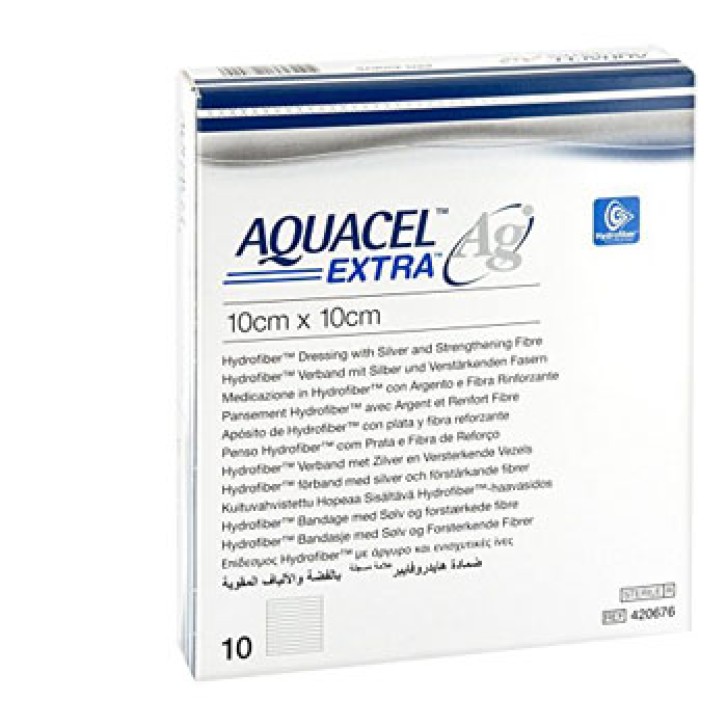 Aquacel Ag Extra medicazione con ioni d'argento 10 pezzi da 10 cm