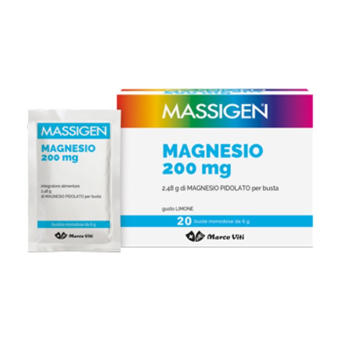 Massigen Magnesio Pidolato Integratore Sali Minerali Limone 20 Bustine Massigen Magnesio Pidolato Integratore Sali Minerali Limone 20 Bustine