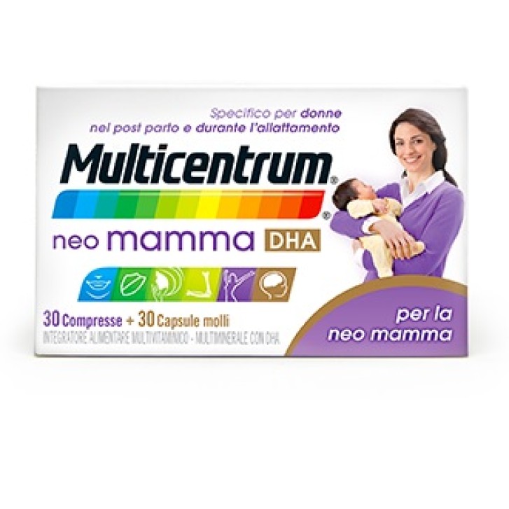 Multicentrum Neo Mamma DHA Integratore Vitamine e Minerali 30 Compresse + 30 Capsule Molli