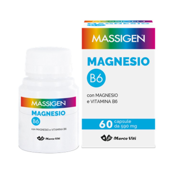 Massigen Magnesio B6 Integratore vitamina B6 60 Capsule
