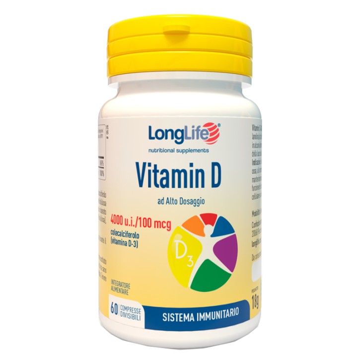 LongLife Vitamin D 4000 u.i. integratore vitamina D 60 Compresse Rivestite