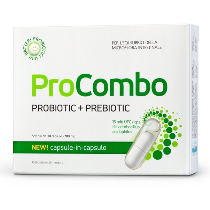 Procombo Prebiotic+ integratore flora batterica Intestinale 10 Capsule