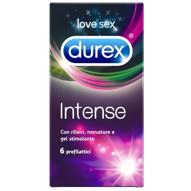 Durex Intense Preservativi Con Rilievi e gel stimolante 6 Pezzi