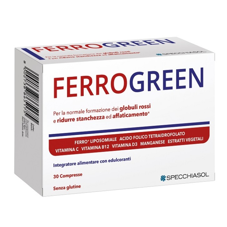 Ferrogreen integratore di Ferro, Manganese, Vitamina C 30 Compresse