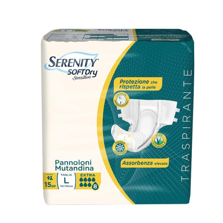 Serenity Soft Dry Sensitive Pannolone mutandina Extra taglia L 15 pezzi