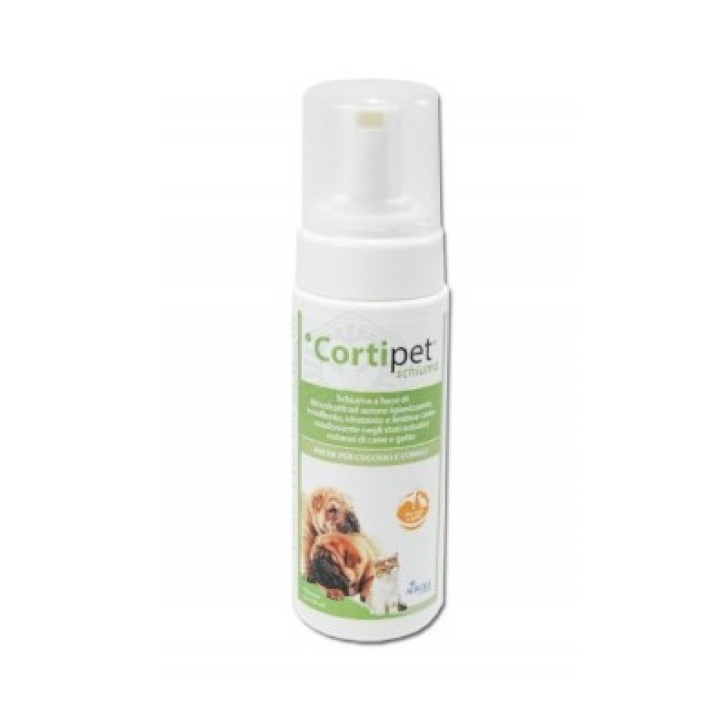 Cortipet Schiuma dermatologica per cane e gatto ad azione igienizzante, emolliente, idratante e lenitiva 150 Ml