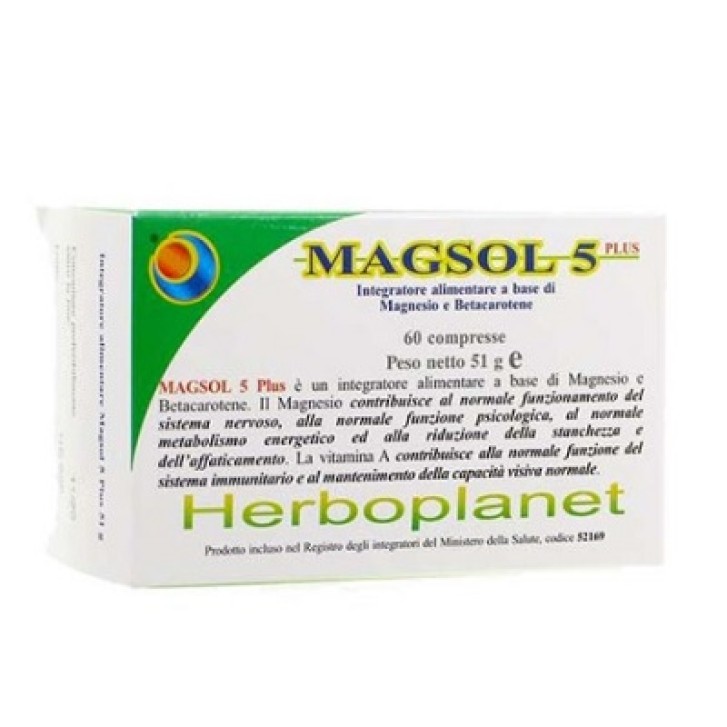 Magsol 5 Plus Integratore con Magnesio e Betacarotene 60 Compresse