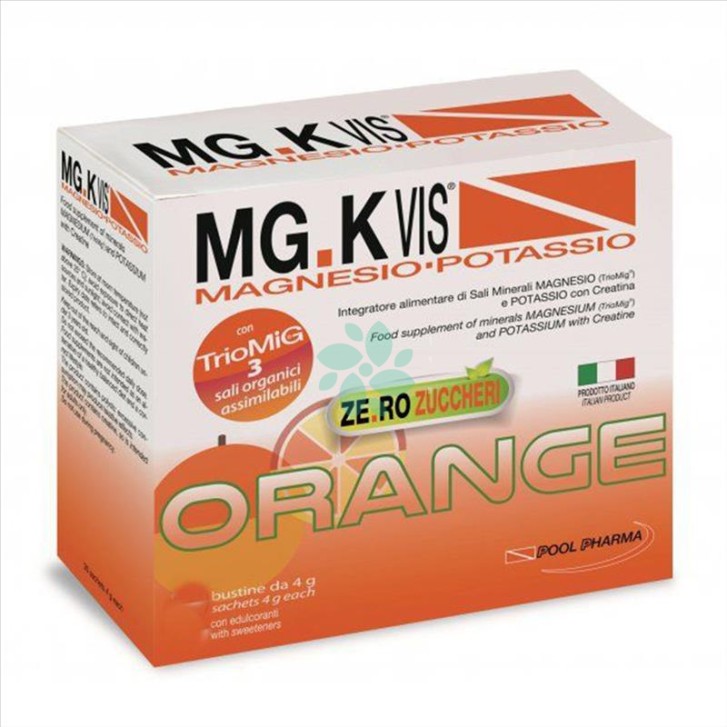 MgK Vis Magnesio Potassio Integratore Sali Minerali Arancia Zero Zuccheri 15 Bustine