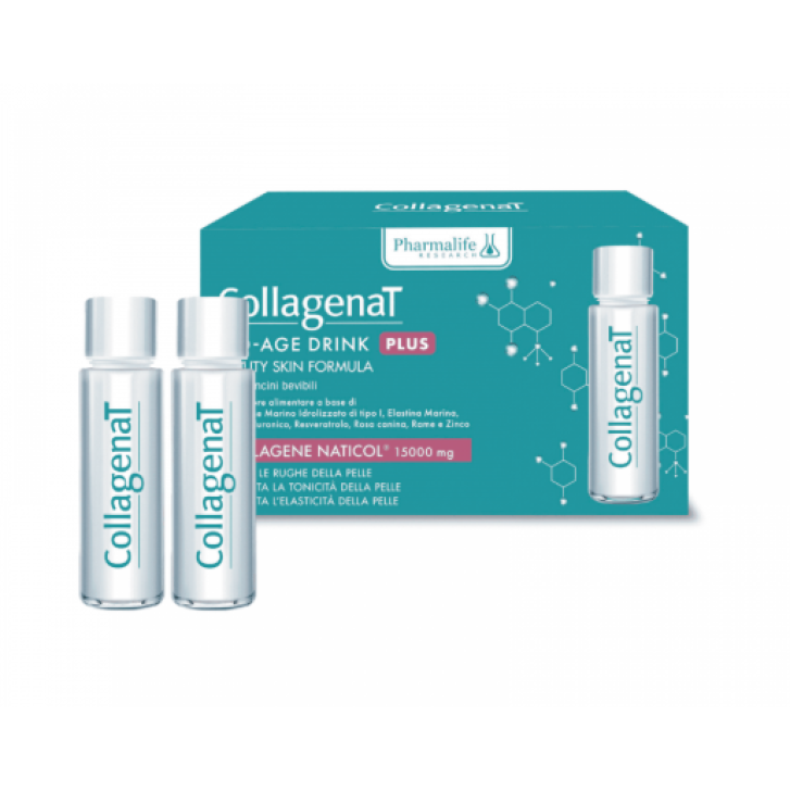 COLLAGENAT NO AGE DRINK PLUS  Collagene Marino Anti-età 15.000 mg 7 Flaconcini - PHARMALIFE RESEARCH