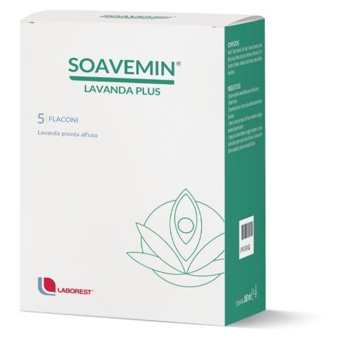 Soavemin Lavanda Plus Dispositivo Medico Irrigazione Vaginale con Acido Ialuronico e Acido Borico 5 Flaconcini + 5 Cannule Monouso - Uriach Italy