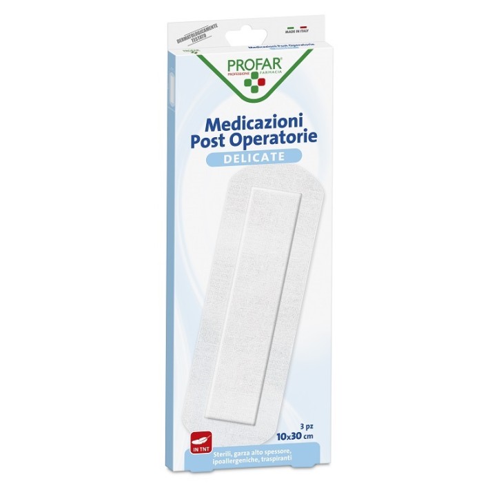 MEDICAZIONE POST OPERATORIA STERILE GARZA ANTIADERENTE 10X30CM 3 PEZZI PROFAR