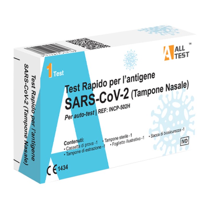 TEST ANTIGENICO RAPIDO COVID-19 ALLTEST AUTODIAGNOSTICO DETERMINAZIONE QUALITATIVA ANTIGENI SARS-COV-2 IN TAMPONI NASALIMEDIANTE IMMUNOCROMATOGRAFIA