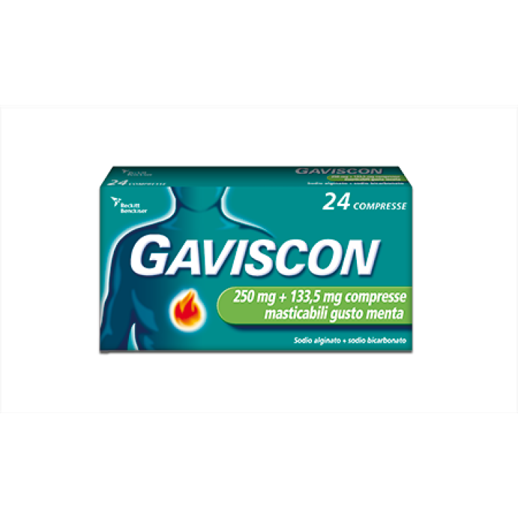 GAVISCON 24 compresse masticabili 250 mg + 133,5 mg gusto menta